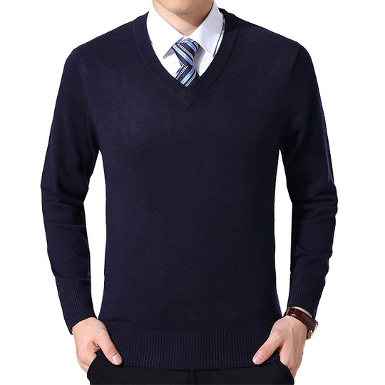 Men's Knit Wool Blend V Neck Sweater Soft Casual Cardigan - black, 2xl