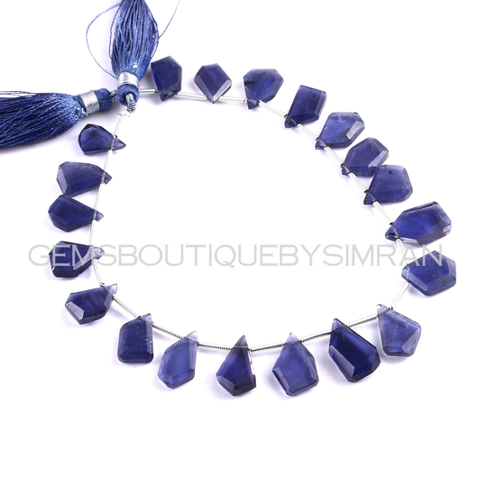 20 Pieces Iolite Irregular Shape Flat Slices, Nuggets Beads, Faceted