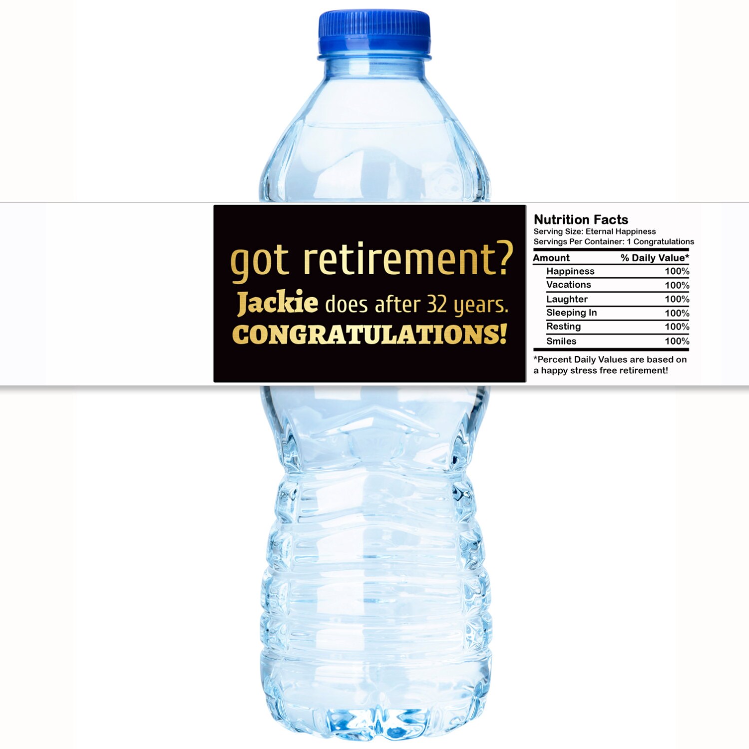 30 Personalized Got Retirement? Water Bottle Labels - Gold Retirement ? Wraps Decor