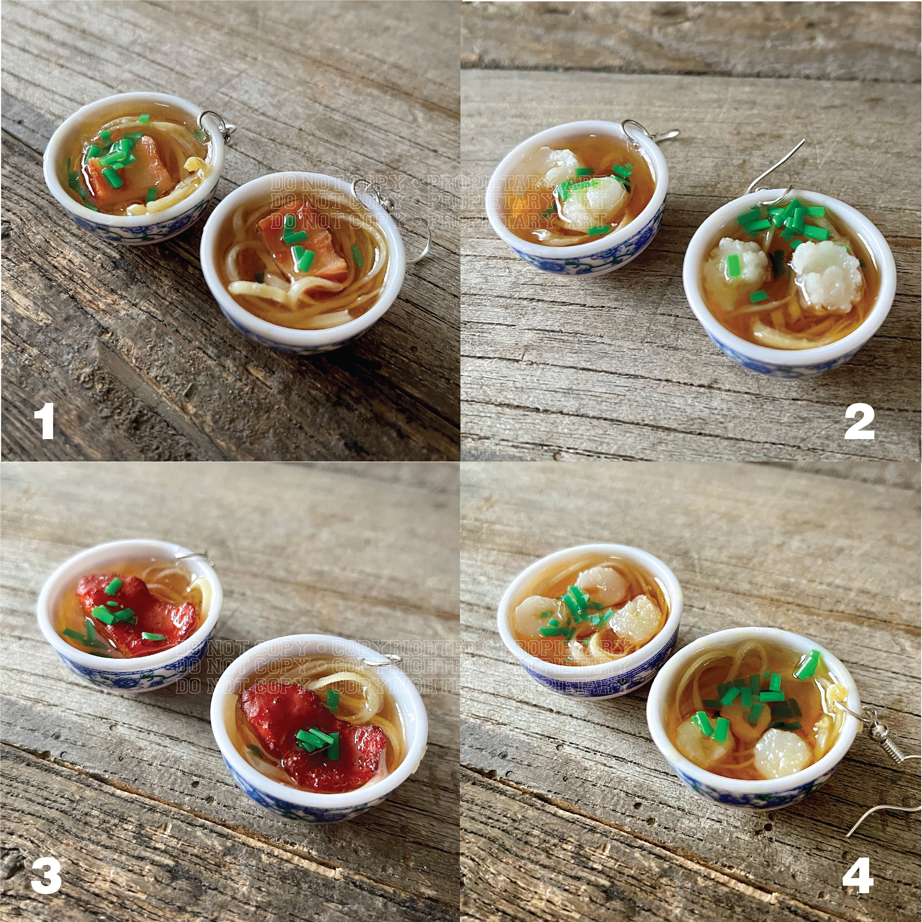 Japanese Food Charm Resin Bowl Of Ramen Dangle Hook Style Earrings 1-4