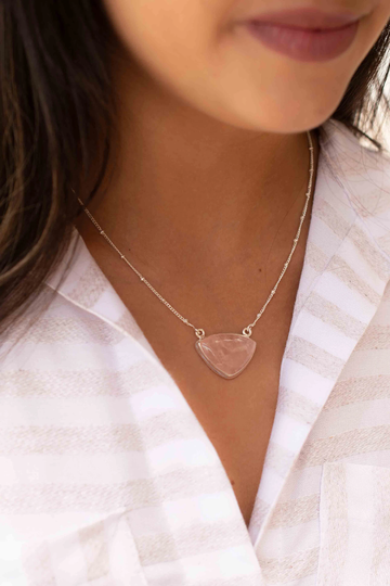 Rose Quartz Necklace ~ Sterling Silver 925 ~Jewelry Gift For Her Minimalist~ Handmade~ Thin Chain~ Delicate ~Layered Mn091