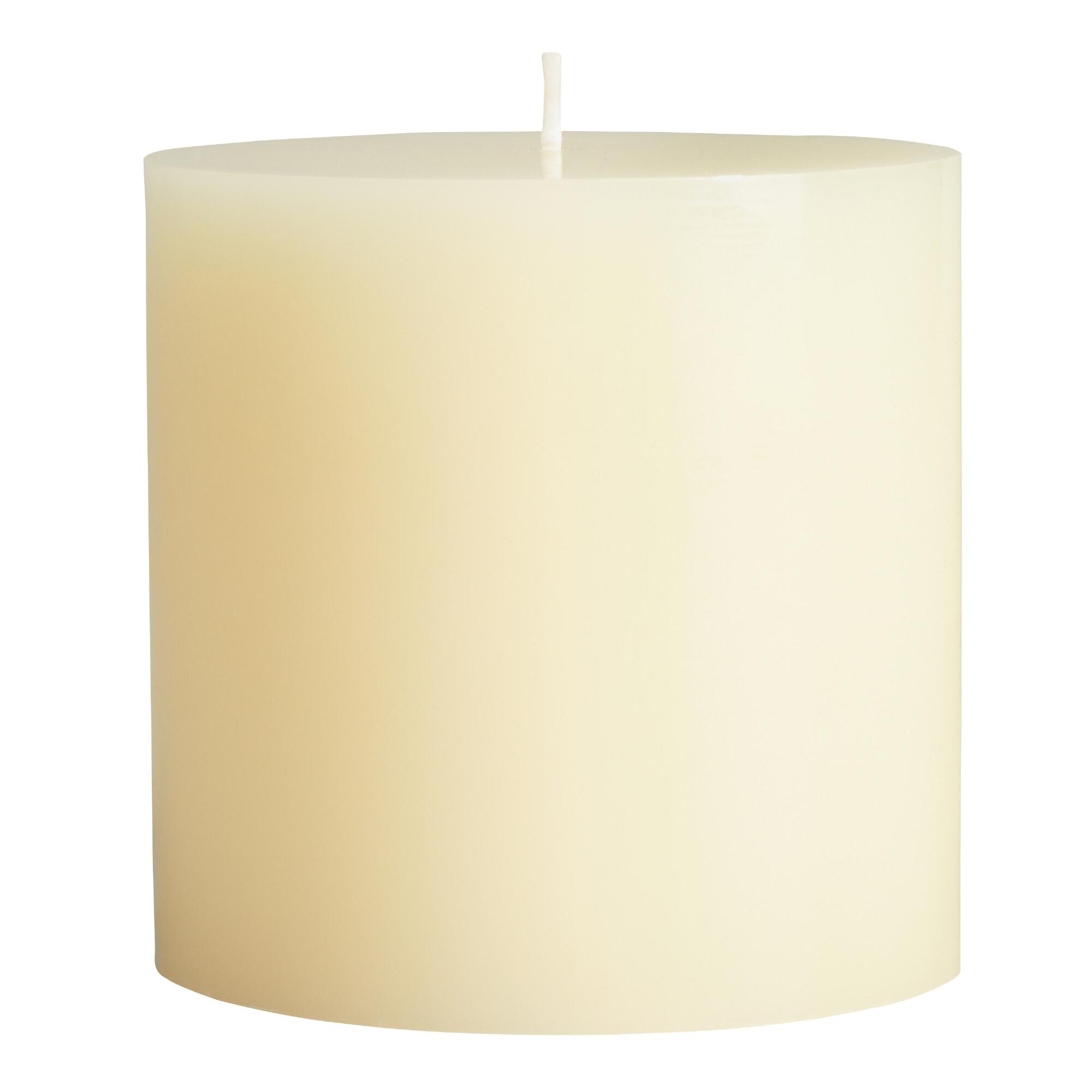 4x4 Ivory Unscented Pillar Candle: White - Wax by World Market