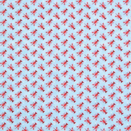 Lobster Polka Dot Fabric Red Lobsters Ocean Shellfish Seafood Beach Seaside Nautical Blue Cotton