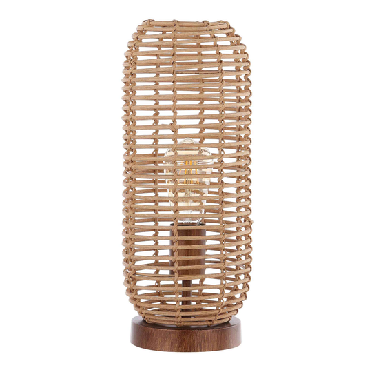 Brown Rattan Hurricane Eveline Table Lamp -