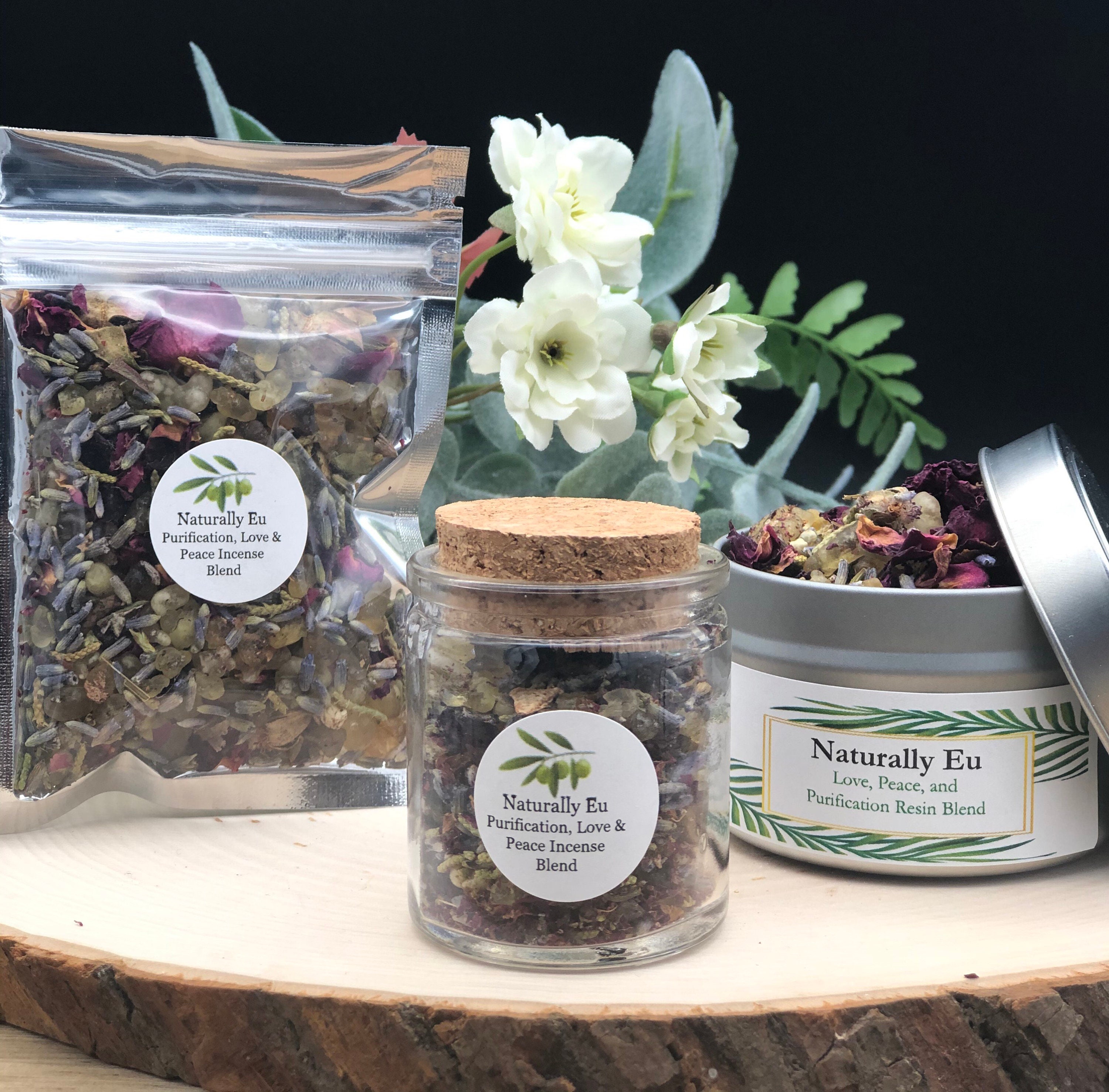 Purification Love & Peace Incense Blend | Ethiopian Frankincense Resin, Lavender, Juniper, Rose Petal