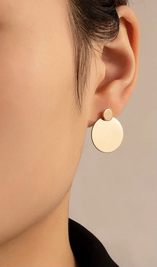 Gold Round Earrings-Simple Earrings-Gold Fashion Earrings-Minimalistic Earrings