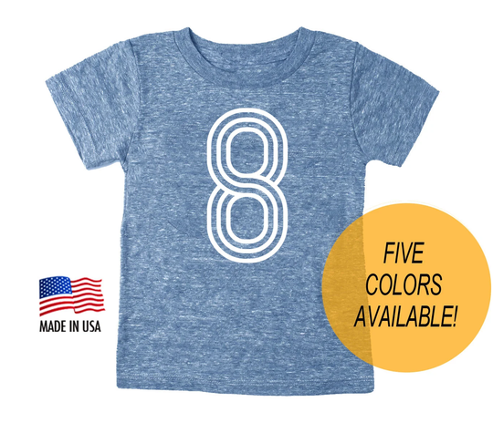 Eighth 8Th Birthday "8' Youth Tri Blend T-Shirt - Kids Boy & Girl Tee Twins Triplets