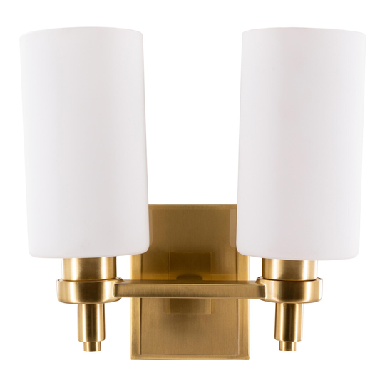 Brass and Frosted Glass 2 Light Tallulah Wall Sconce: Metallic by World Market