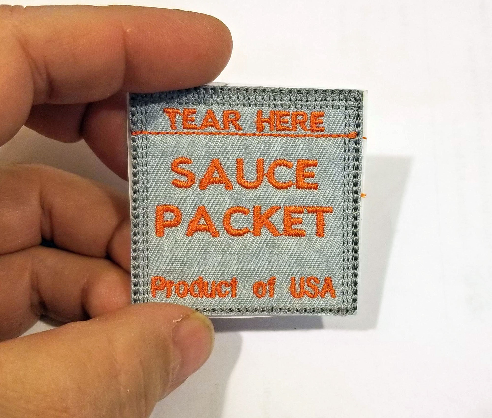 Ramen Sauce Packet Embroidered Patch - Backpack Embroidery Upcycle Collection Noodle Lover