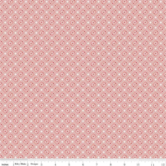 Cook Book Linoleum Coral By Lori Holt For Riley Blake Designs - End Of Bolt