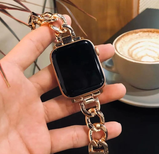 Gold Apple Watch Band, Band Chain, 38mm, 40mm 44mm, Metal Bracelet Wristband, Strap