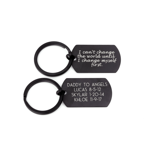 Personalized Dog Tag Keychain For Mens, Fathers Day Gifts, Valentines Gifts Him, Perfect Gift Dad Boyfriend With Quotes -Dtk-M-B