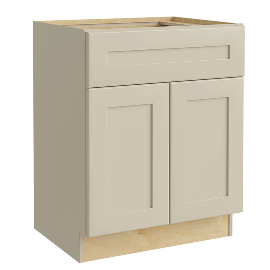 Luxxe Cabinetry Norfolk 24-in W x 34.5-in H x 24-in D Blended Cream Painted Sink Base Fully Assembled Semi-custom Cabinet (Shaker Door Style)