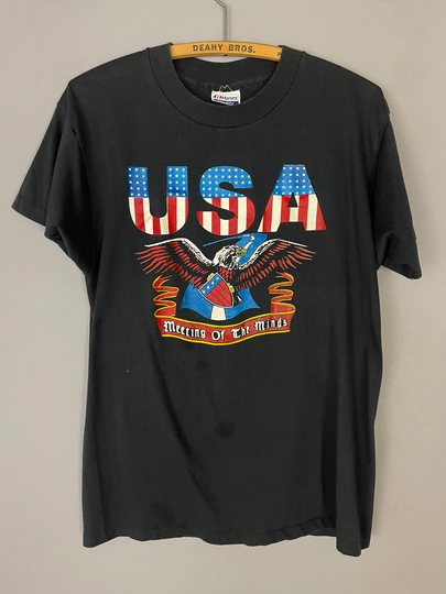 Vintage 80S USA Patriotic T-Shirt, 4Th Of July Shirt "Meeting The Minds" Bald Eagle, Biker Hot Springs Arkansas