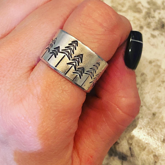 Nature Inspired Tree Ring, Lover Gift, Handstamped Jewelry, Minimalist Boho Holiday