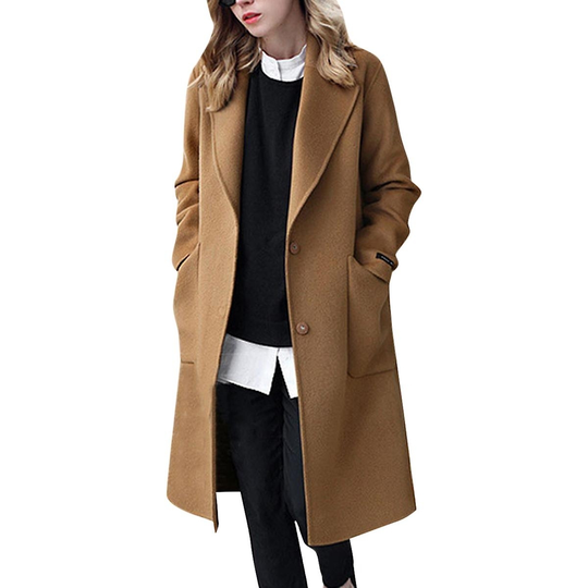 Women's Buttoned Cotton Blend Classic Coat Trench Jacket - Brown, XL