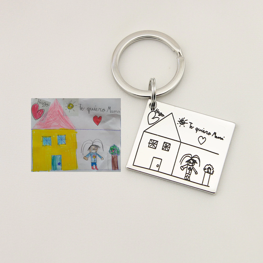 Actual Handwriting Keychain, Kids Drawing Keychain, Customized Signature Personalized Handwritten Memory Gift For Mom