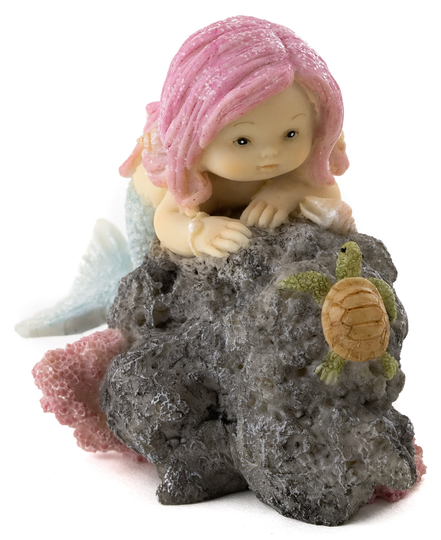 Little Mermaid With Baby Sea Turtle, Fairy Garden, Mini Mermaid, Aquarium