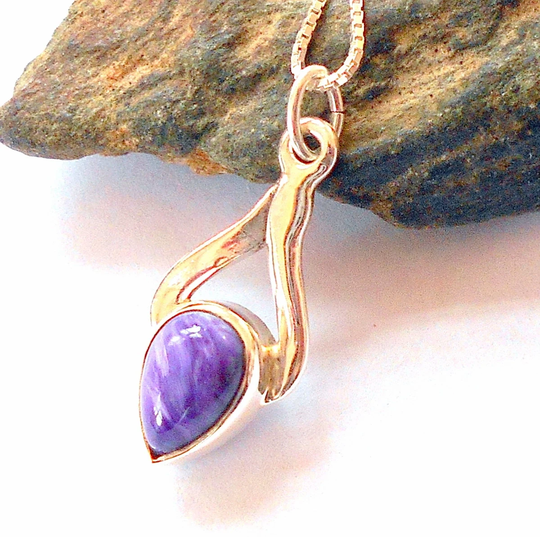 Purple Charoite Sterling Silver Necklace Earthegy #2361