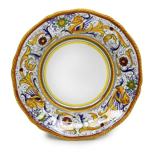 Deruta of Italy Raffaellesco Rim Pasta Soup Plate (White Center) 10.5 in Round