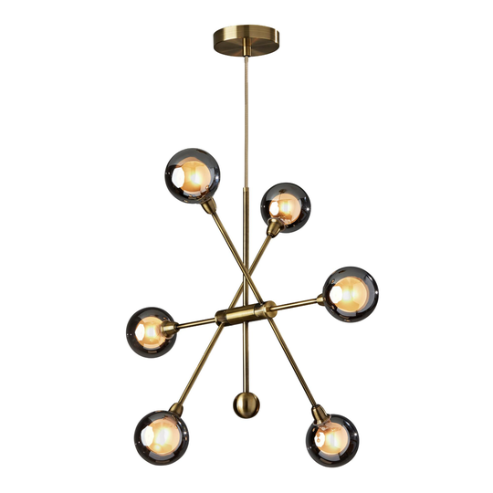 Antique Brass and Glass 6 Light LED Starling Chandelier: Black by World Market