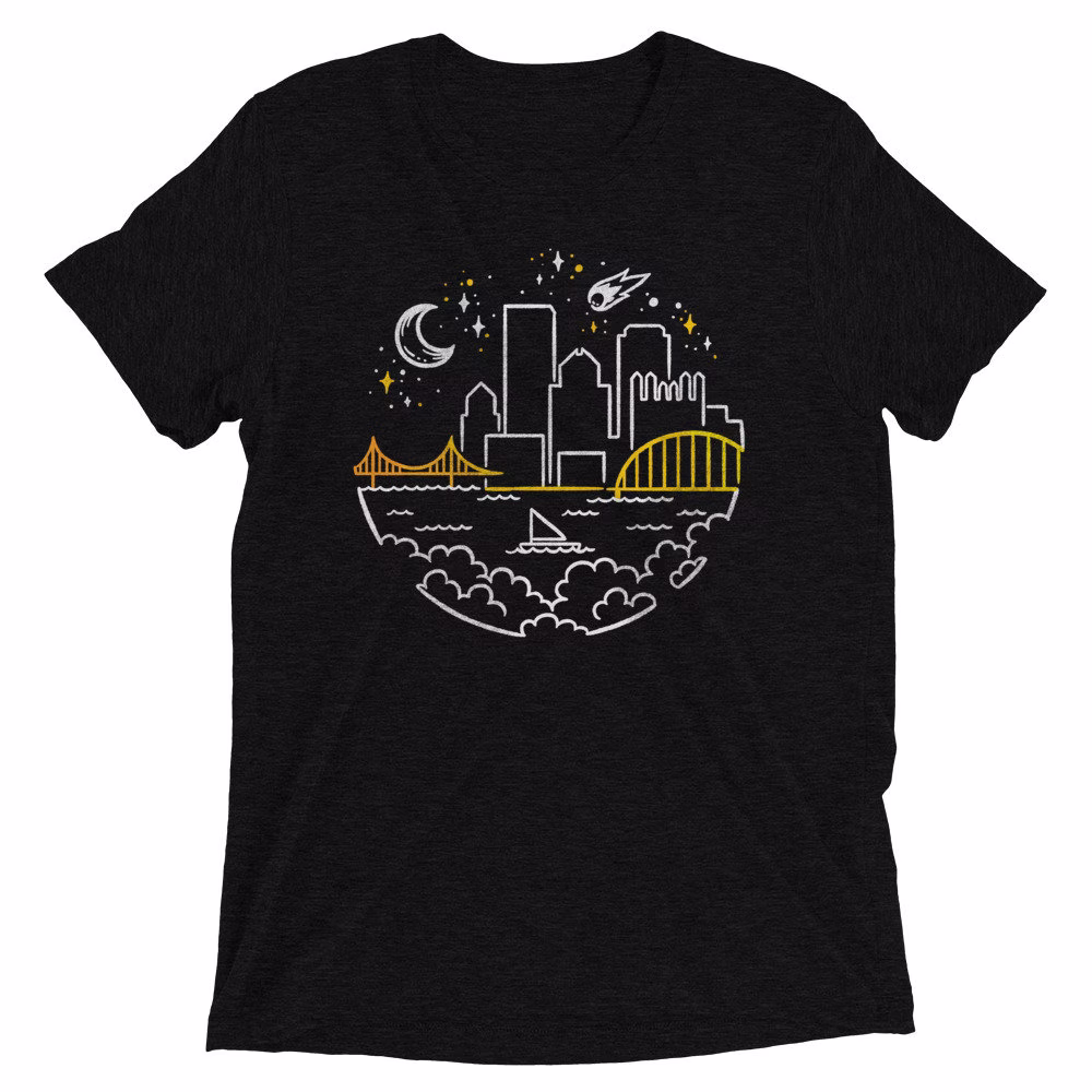 Pittsburgh Starry Skyline Tri-Blend T-Shirt