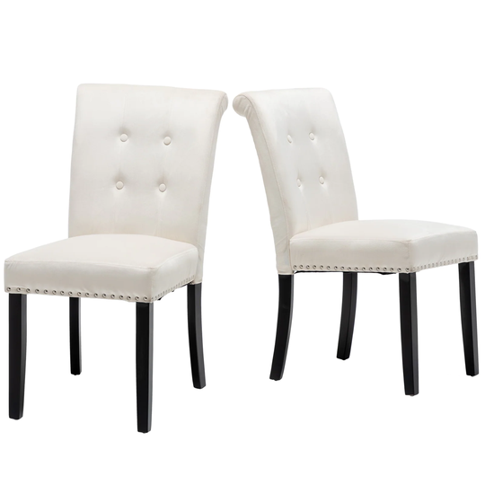 Outopee Contemporary/Modern Polyester/Polyester Blend Upholstered Dining Side Chair (Wood Frame) in White | 303868585215