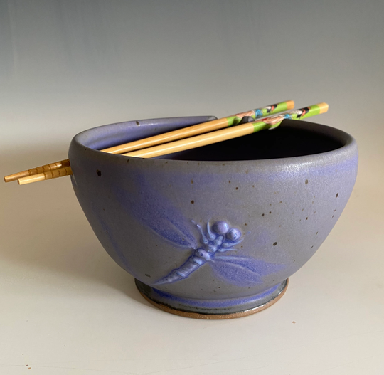Pottery Ramen Bowl; Handmade Rice Dragonfly Pho Bowl