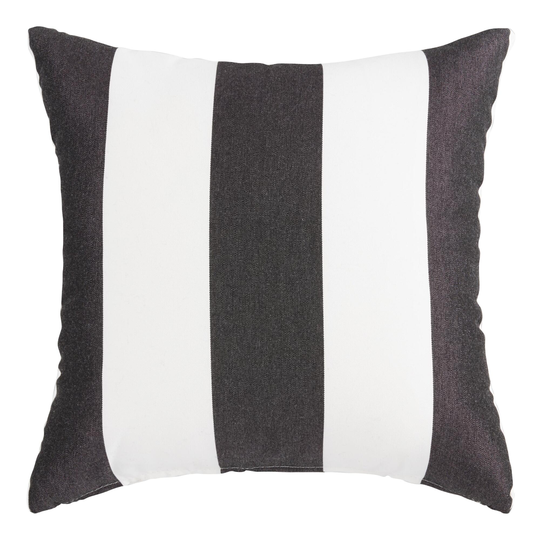Sunbrella Cabana Stripe Outdoor Patio Throw Pillow: Black - Acrylic - 18" Square by World Market