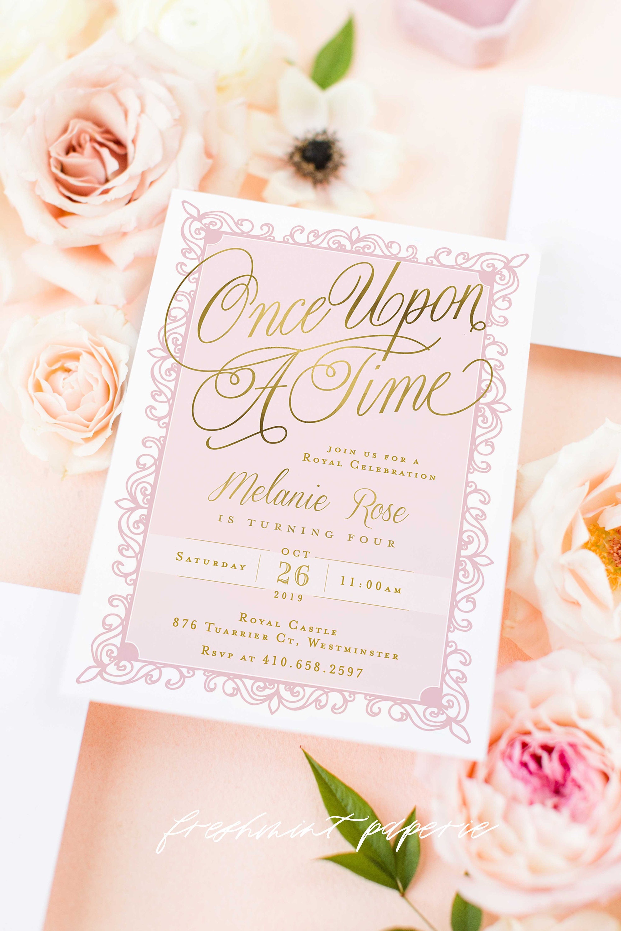 Princess Invitation Royal Invitation Birthday Invite Princess Party Girls Once Upon A Time