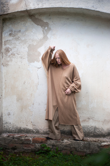 Dress, Cashmere Blend Two Side Tunic Oversized Loose Minimalist Tunic Dress Made Of Wool, Women Dresses, Dress, Atuko