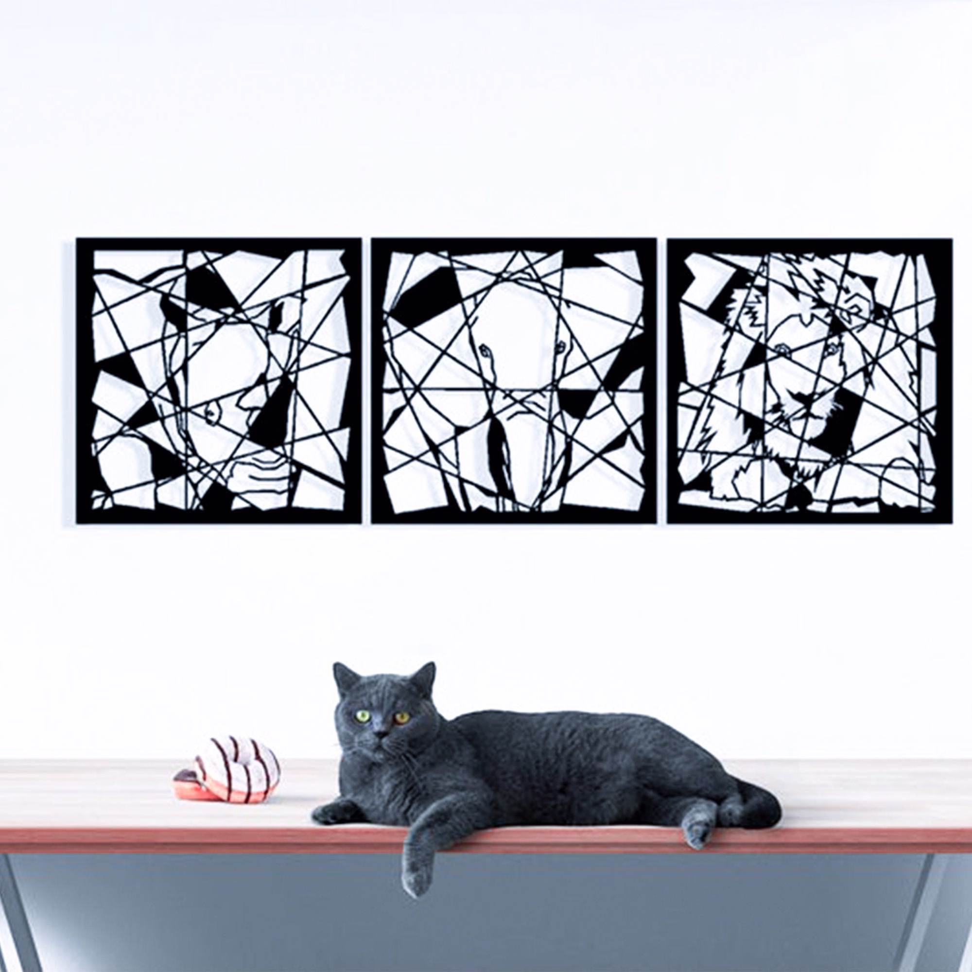 Geometric Animals Metal Wall Decor, Lion-Elephant Art, Abstract Decoration, Interior Design, Housewarming Gift