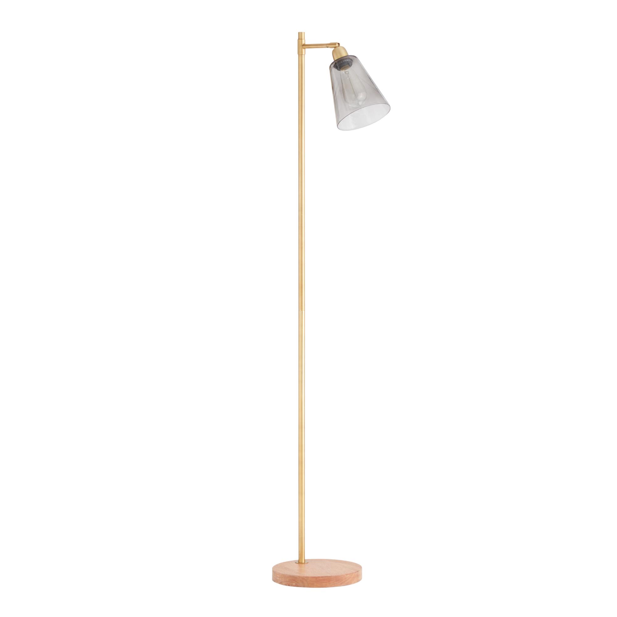 Gray Glass and Wood Task Floor Lamp - Medium by World Market