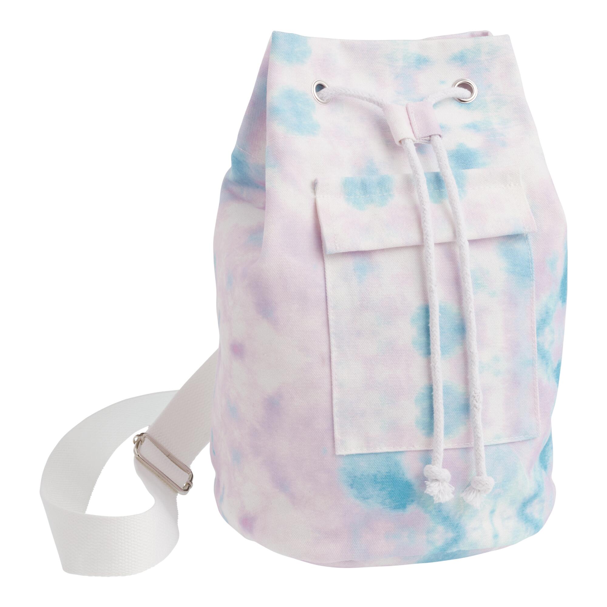 Purple and Blue Tie Dye Canvas Sling Bag: Blue/Purple by World Market