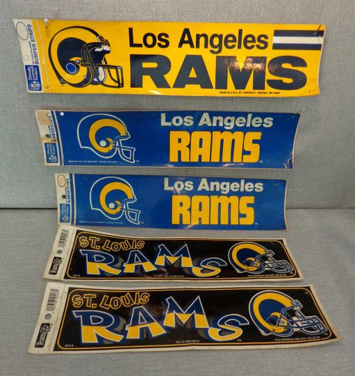 Vintage La Rams Bumper Stickers, St Louis Set Of 5
