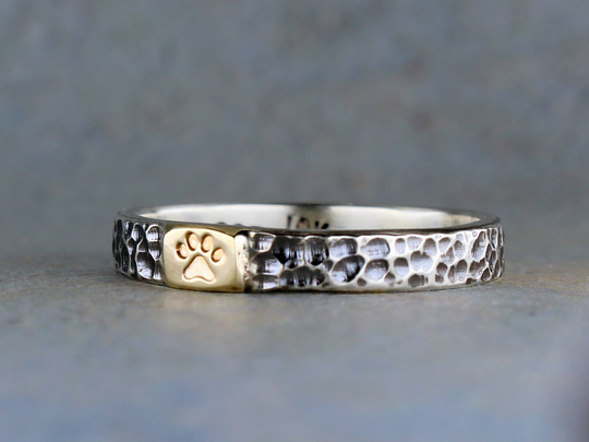 Paw Print Ring, Dog Mom Gift, Cat Lover Stackable Ring