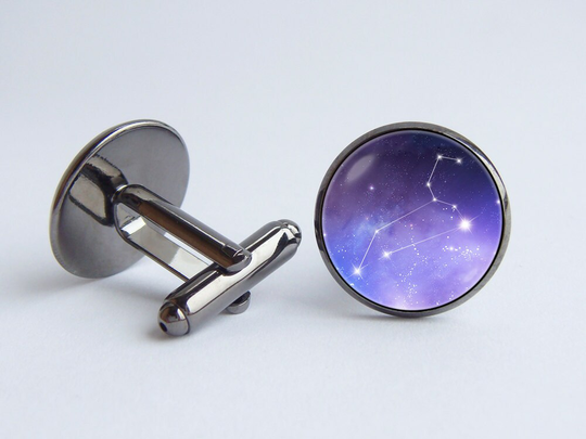 Leo Cufflinks Personalized Zodiac Sign Gemini Capricorn Scorpio Cancer Aquarius Pisces Birth Jewelry Custom