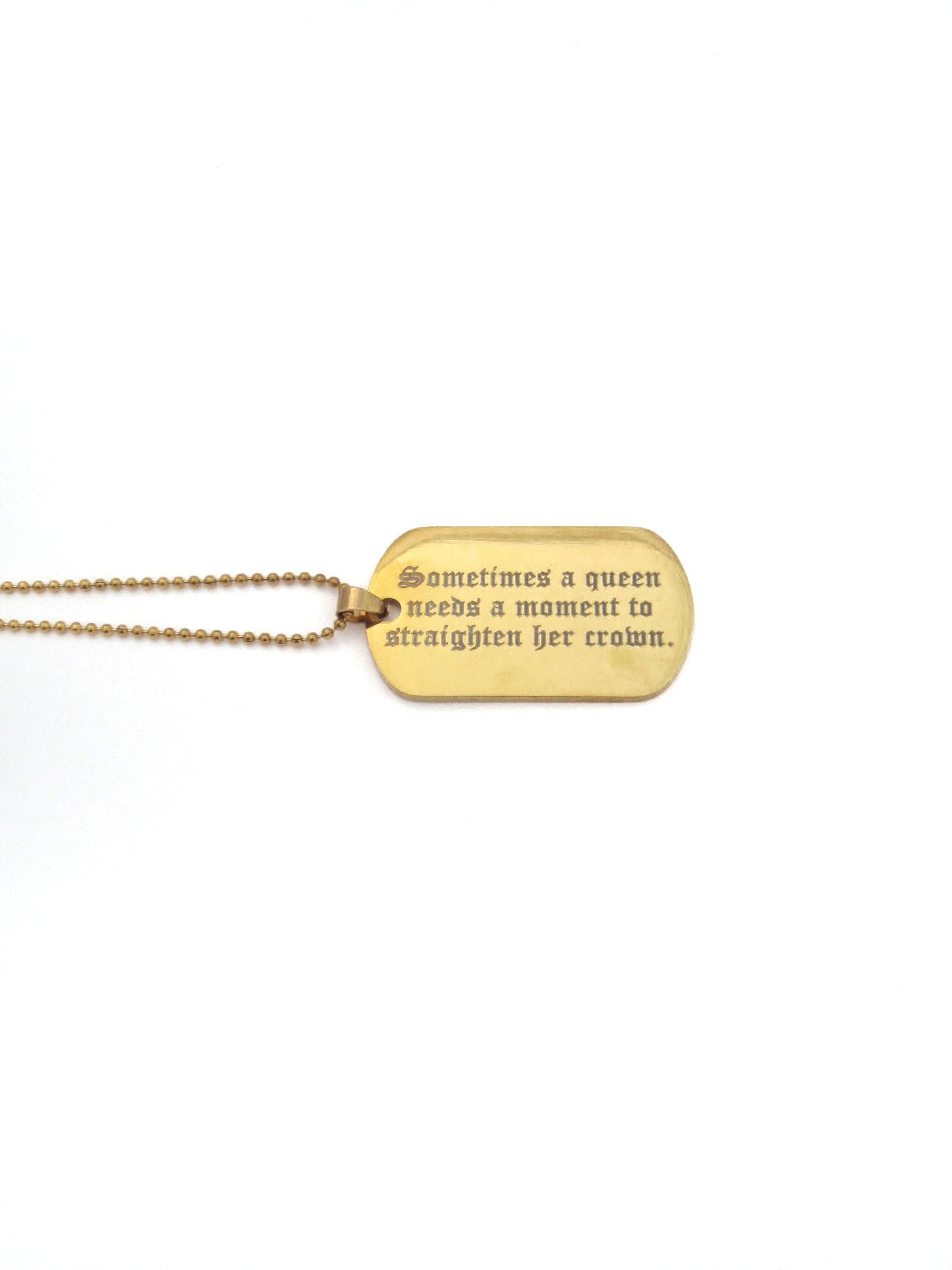 Custom Quote Necklace, Engraved Gold Chain, Military Tag Personalized Gift, Gift For Her, Personal Jewelry, Dog Necklace
