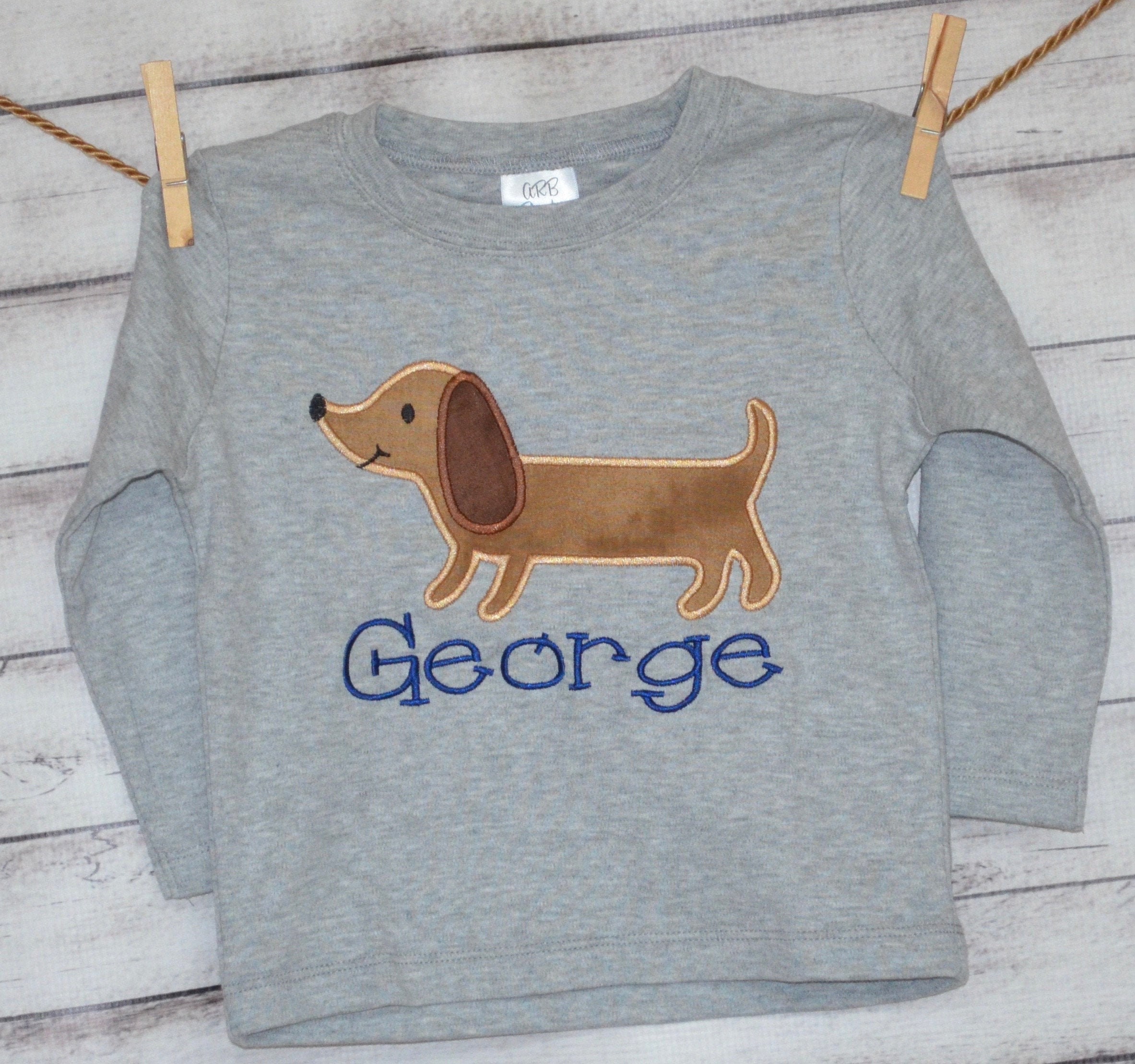 Girls Personalized Dachshund Dog Applique Shirt Or Bodysuit Boy Girl