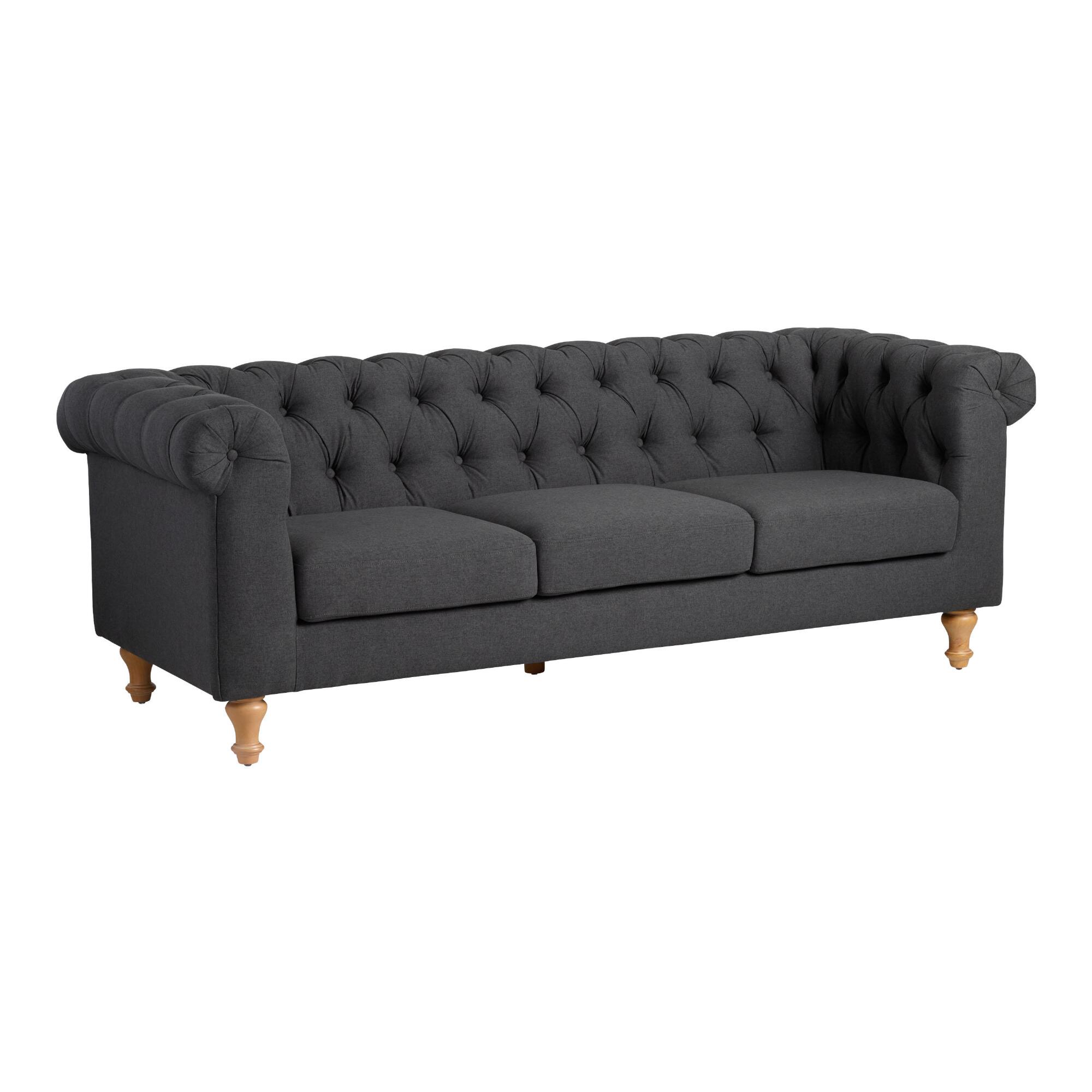 Charcoal Gray Quentin Chesterfield Sofa - Fabric by World Market