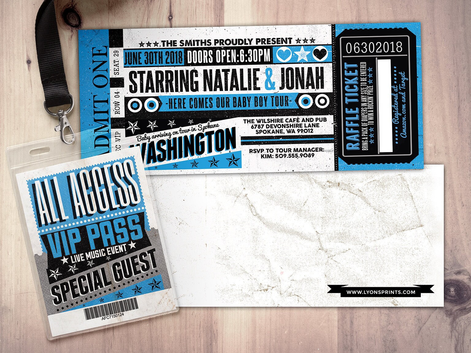 Rock Star Concert Ticket Baby Shower Invitation-Coed Invitation- Rock Shower- Couples - Digital Files