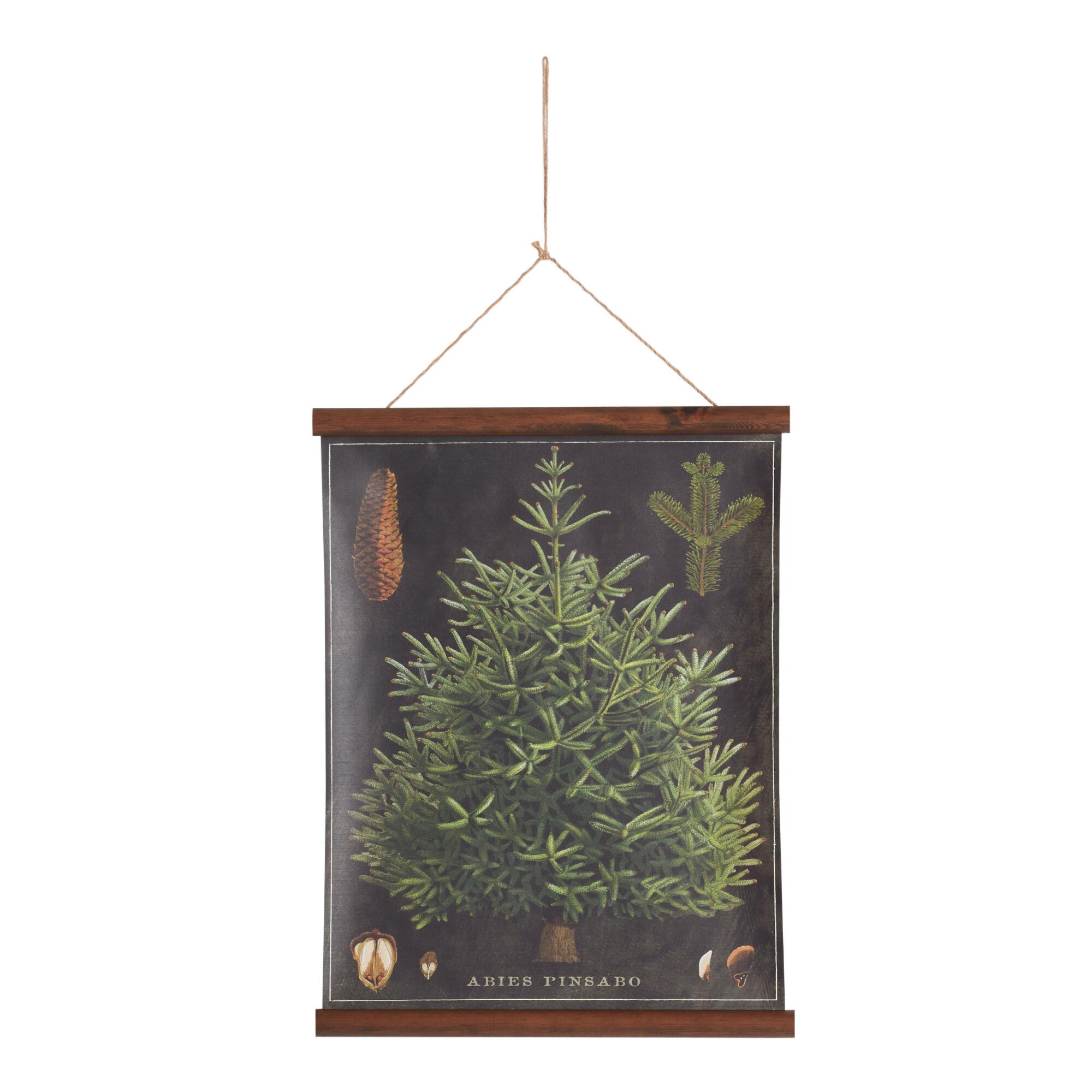 Black Winter Tree Linen Scroll Wall Hanging: Multi - Canvas - Medium by World Market