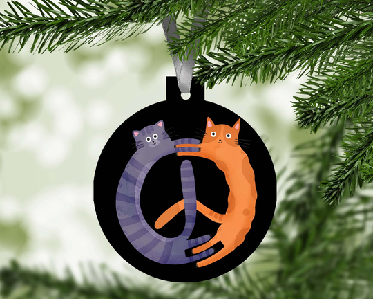 Cats Ornaments/Peace Sign Ornament Farmhouse Keepsake Hippie Tree Decor Cat Symbol Xmas Hanging Decoration