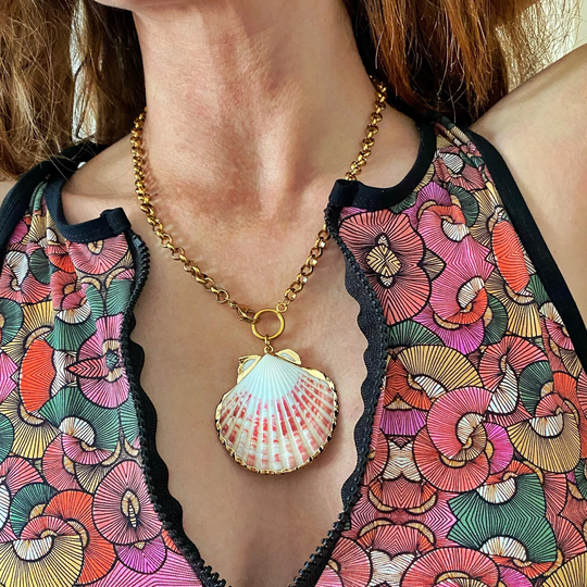 Shell Pendant Necklace, Big Natural Clam Colier, Y2K Aesthetic Jewelry, Summer Beach Large 90S Nostalgia