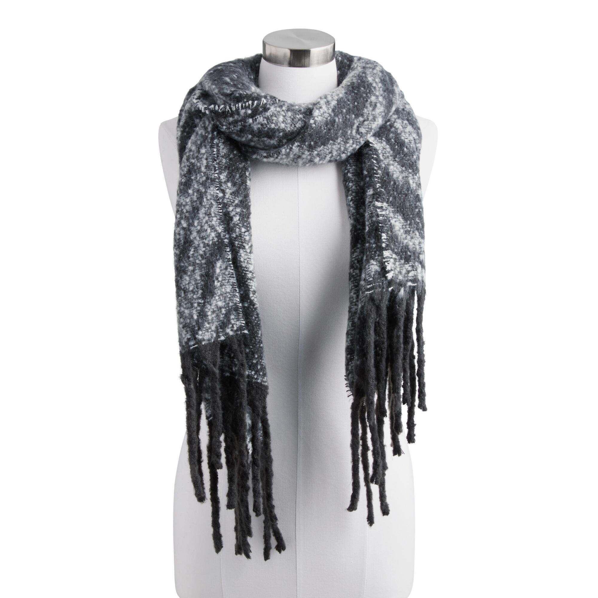 Black And Gray Zebra Print Scarf: Multi - Polyester by World Market