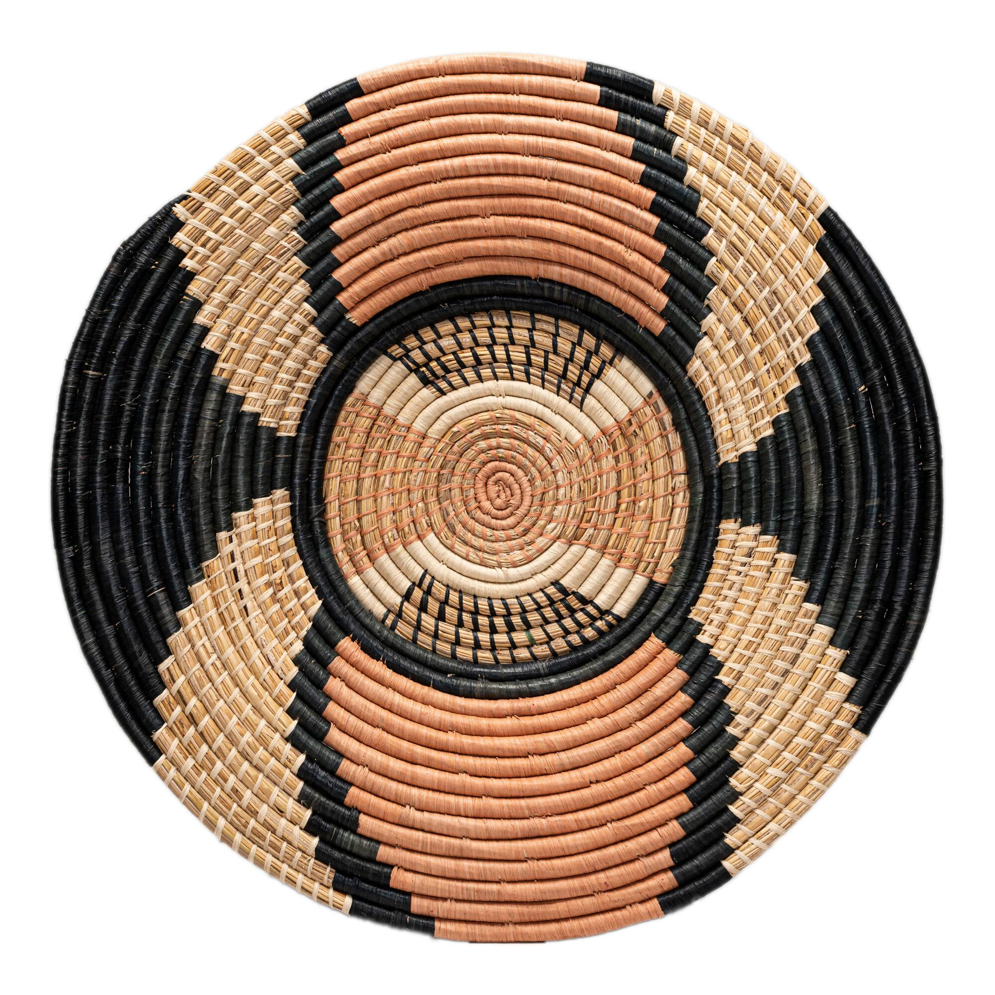 All Across Africa Gray and Coral Woven Disc Wall Decor: Multi - Natural Fiber by World Market