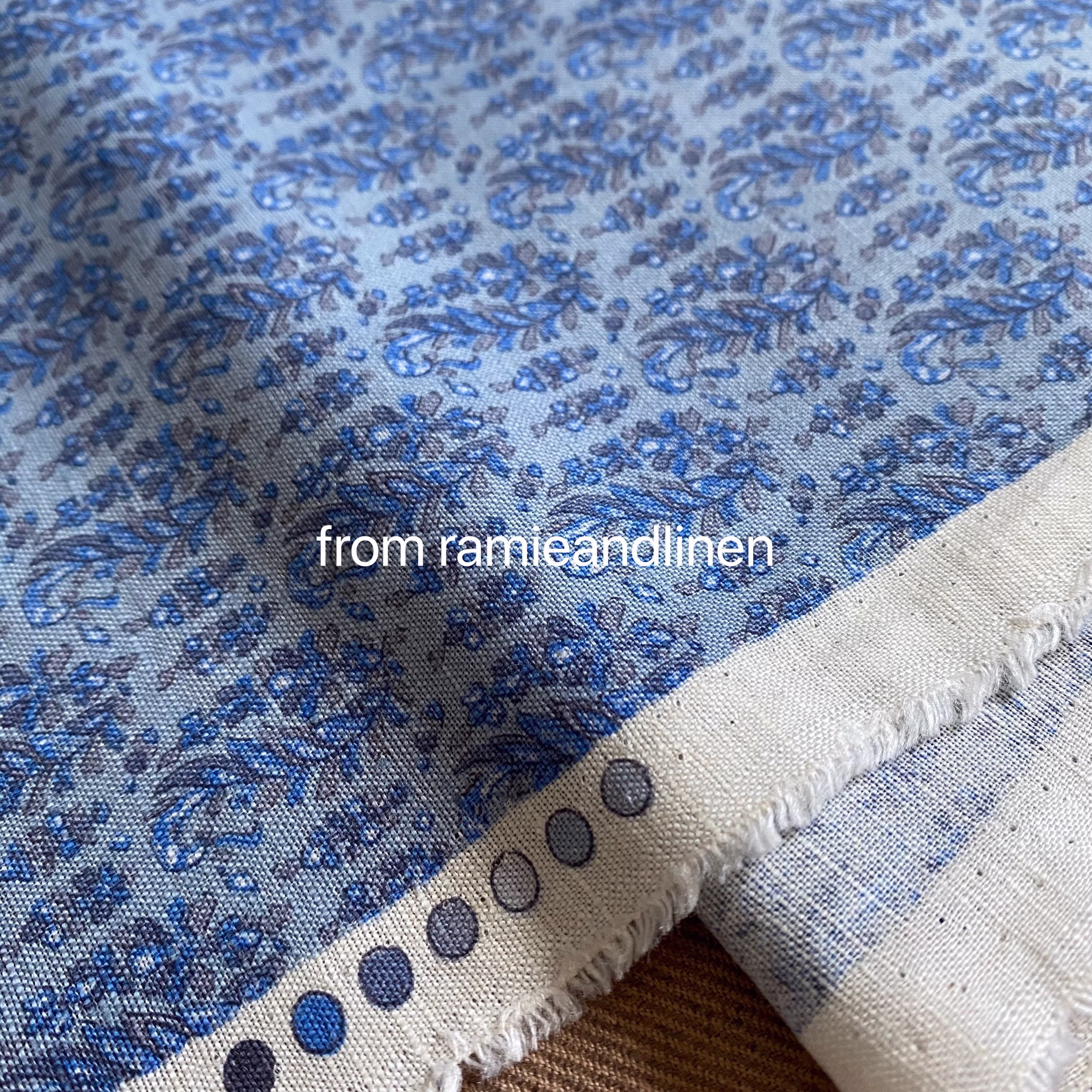 Japanese Fabric, Paisley Print, Linen Cotton Blend Half Yard By 58" Wide