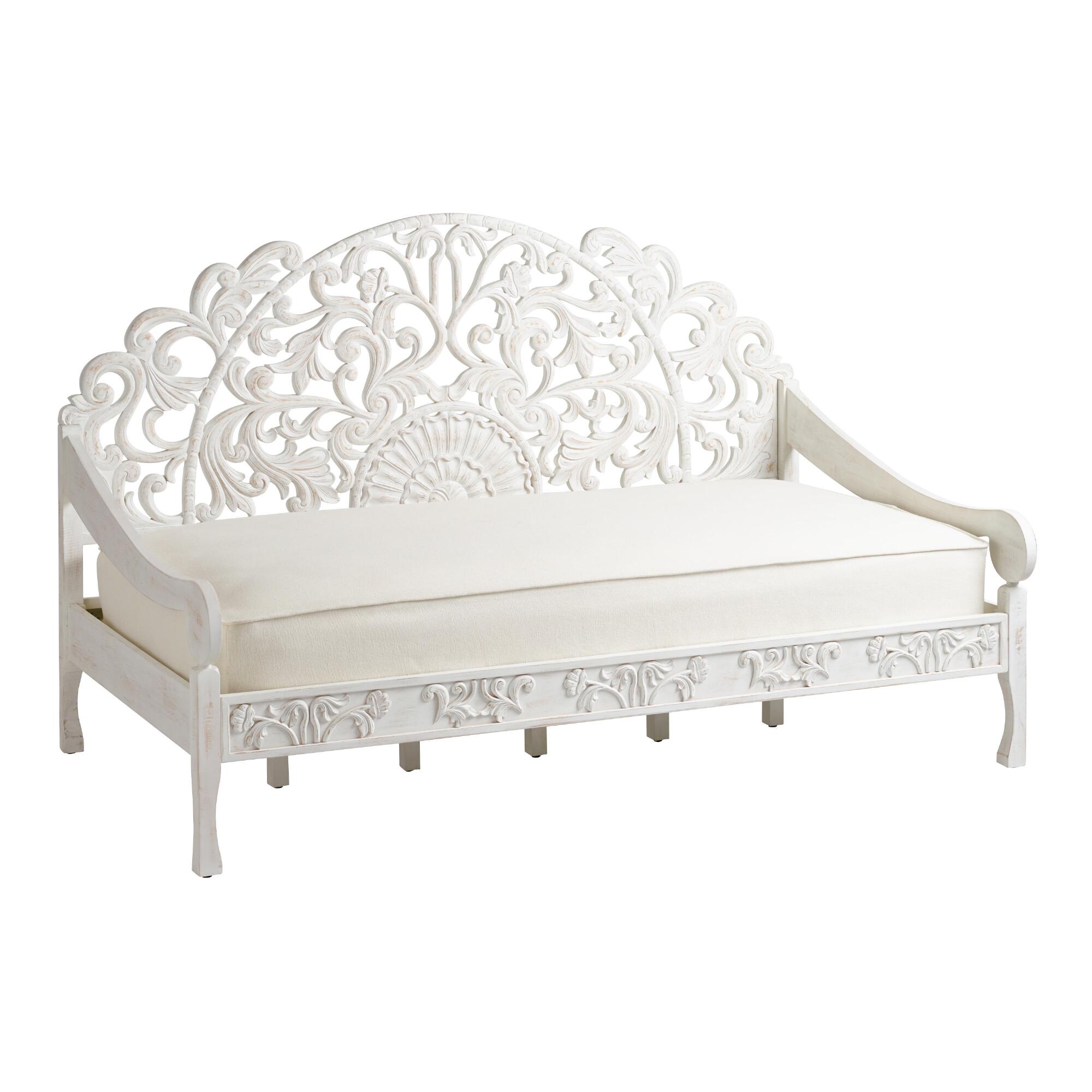 Whitewash Carved Wood Zarah Daybed Frame by World Market
