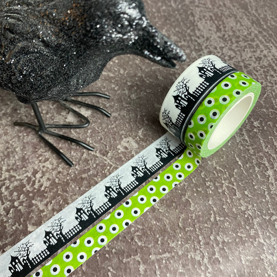 Haunted Houses & Monster Eyes, Halloween Washi Tape, Sample Lengths
