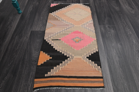 1.8x3.8 Ft, Turkish Rug, Vintage Oushak Wool Handmade Bath Mat, Door Farmhouse Decor, Runner Small Carpet